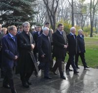 Participants of laying flowers ceremony