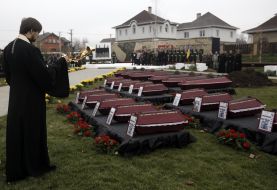 The reburial of the remains of  55 fighters-red army soldiers