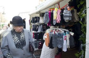 Woman views gloves