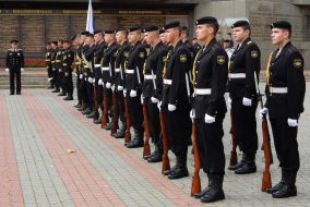Participants of ceremony of laying flowers