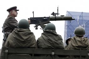 Members of the military and historical processions