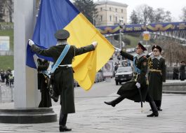 Members of the military and historical processions