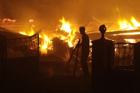 Employees GSCHS extinguish a fire