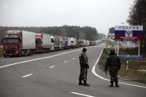 Trucks on the road side