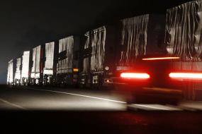 Trucks on the road side