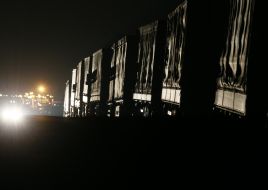 Trucks on the road side