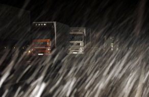 Trucks on the road side