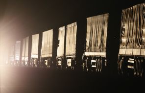 Trucks on the road side