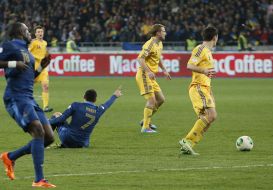 Taras Stepanenko, Аleksandr Kucher and Franck Ribery