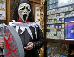 A participant of action in costume of death