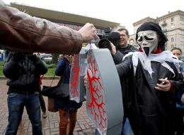 A participant of action in costume of death