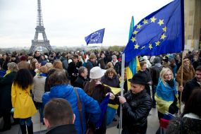 Participants of the rally in support of European integration