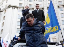 Oleg Tyagnibok, Arseniy Yatsenyuk and Vitali Klitschko