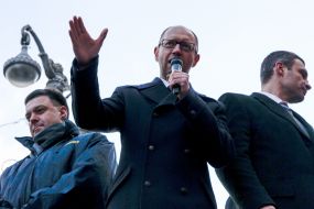 Oleg Tyagnibok, Arseniy Yatsenyuk and Vitali Klitschko