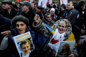 Participants of an opposition rally