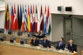 Petr Poroshenko, Vitali Klitschko, Vitali Kalyuzhniy and Pat Cox