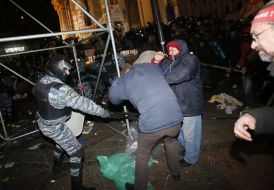 Clashes between police officers and protesters for European Integration