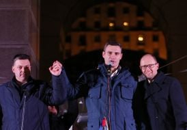 Олег Тягнибок, Віталій Кличко та Арсеній Яценюк