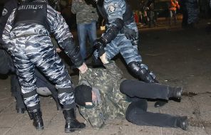 Clashes between police officers and protesters for European Integration