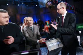 Savik Shuster, Arseniy Yatsenyuk and Anatoliy Gritsenko