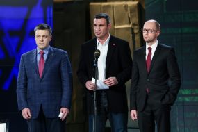 Vitaliy Klichko, Arseniy Yatsenyuk and Oleg Tyagnibok