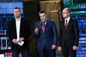 Vitaliy Klichko, Arseniy Yatsenyuk and Oleg Tyagnibok