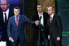 Vitaliy Klichko, Arseniy Yatsenyuk and Oleg Tyagnibok