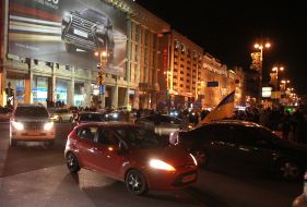 Cars block the passage