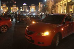 Cars block the passage