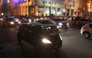 Cars block the passage