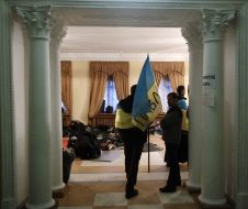 Participants of the mass meeting in the October palace