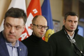Олег Тягнибок, Арсений Яценюк и Виталий Кличко