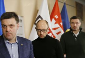Олег Тягнибок, Арсений Яценюк и Виталий Кличко