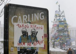 Placard on a sandwich-board 