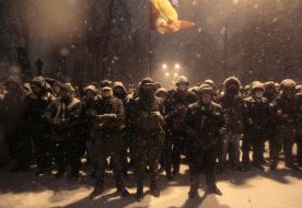 Участники акции протеста на улице Лютеранской