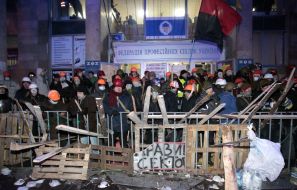 Protesters at the barricades