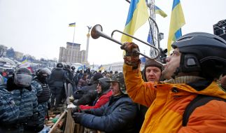Protesters and soldiers of Special Forces "Berkut"