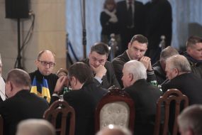 Arseniy Yatsenyuk, Oleg Tyanibok and Vitaly Klichko