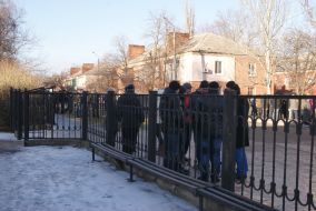 People at a polling station