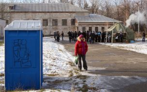 People at a polling station