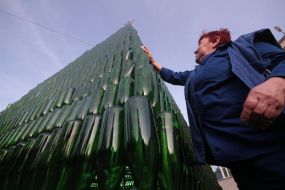 Tree of bottles of champagne