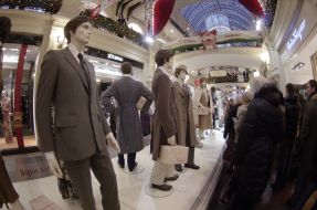 Actors in costumes of Stalin and Lenin