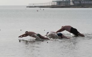Participants of Christmas swim of walruses