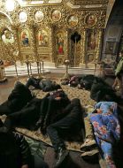 Participants of protest action in the Mykhail cathedral