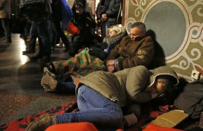 Participants of protest action in the Mykhail cathedral