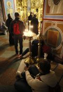 Participants of protest action in the Mykhail cathedral
