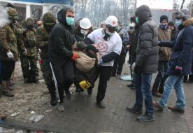 People on the Hrushevskoho street