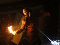 Clashes of activists with police officers on the Grushevskogo street 