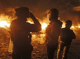Protesters at Hrushevskogo street in Kyiv