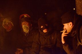 Protesters at Hrushevskogo street in Kyiv